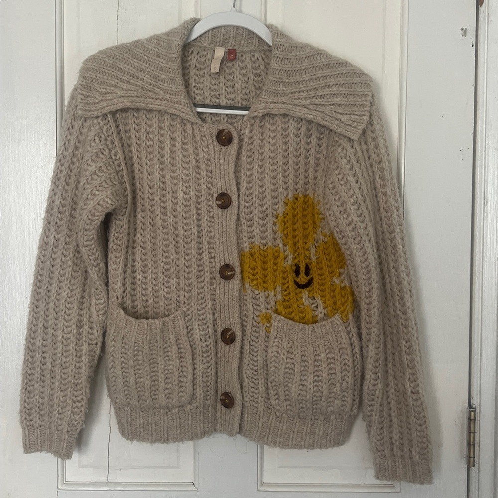 ANTHROPOLOGIE Pilcro Flower Cardigan Sweater Cheerful Smile Flower size xs - Picture 10 of 16